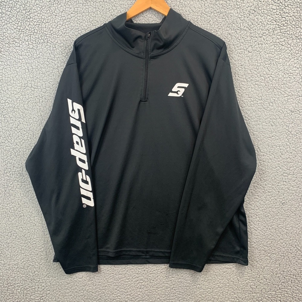 Snap On Pullover Mens XL Black  1/4 Zip Knit Casual Gym Workout Work